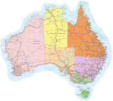 Mini Colourful Aussie Traveller Map Vinyl Decal