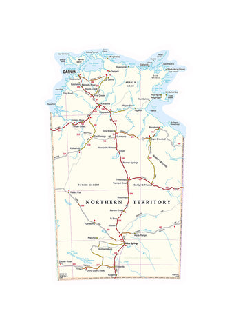 STATE Travellers Map of Northern Territory Vinyl Decal