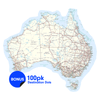Large, 535mm x 475mm High-Resolution Aussie Traveller Map Vinyl Caravan Decal with 100 location markers included.